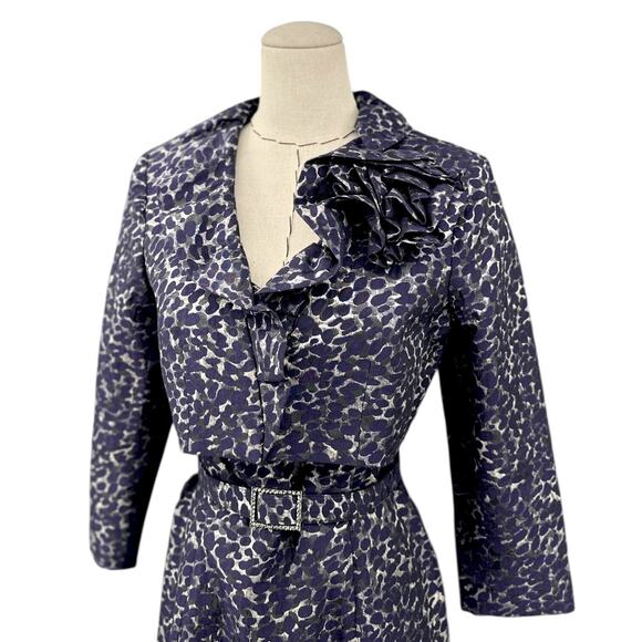 Rickie Freeman Teri Jon Purple 3 Piece‎ Ruffled Collar Knee Length Dress Size 4 - Picture 2 of 13